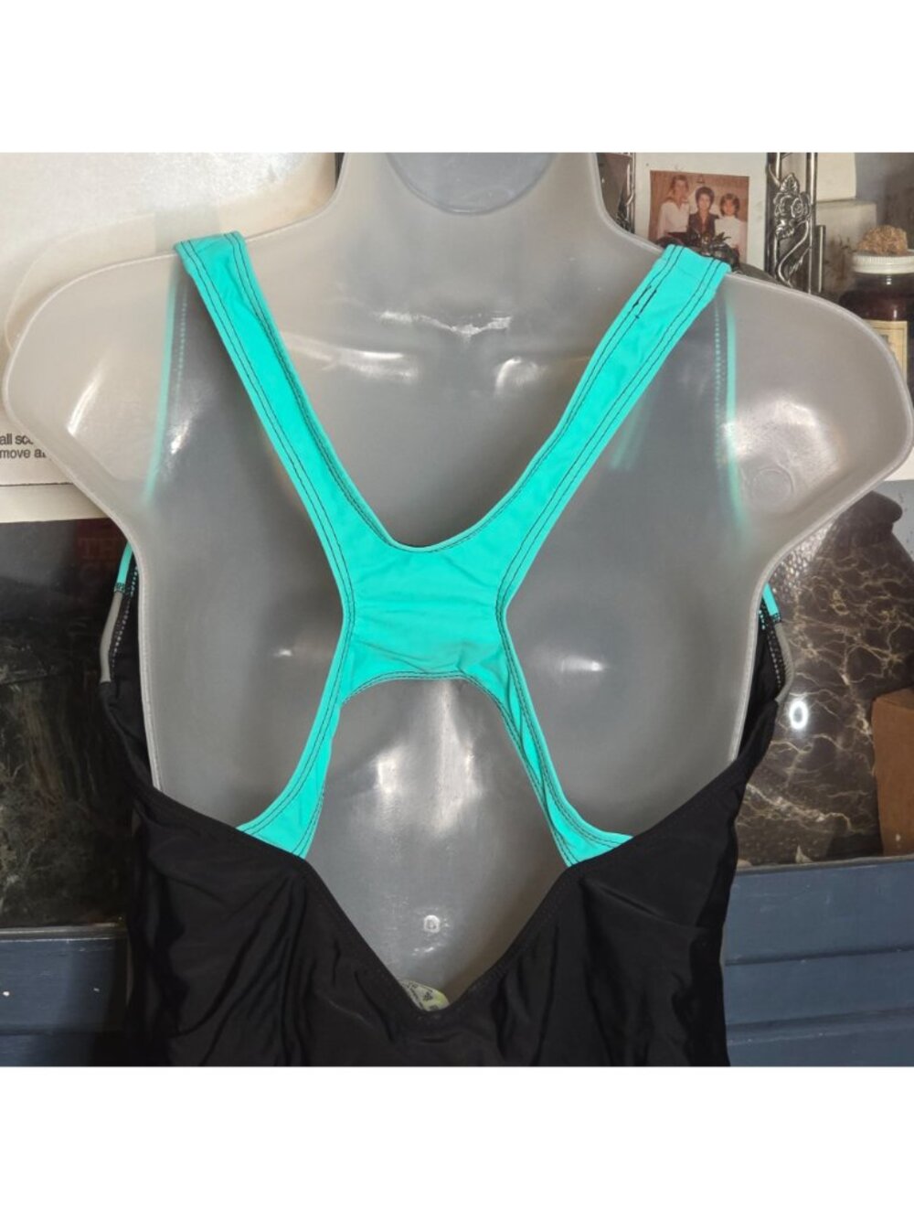 One Piece Racerback Swimwear 18W Colorblock Athletic Tank Built-in Bra Lined - Picture 8 of 8